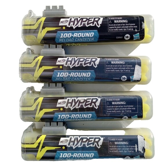 Nerf Hyper 100-Round Refill Canister, Contains 100 Rounds (Lot of 4 Cannisters) - Picture 1 of 10